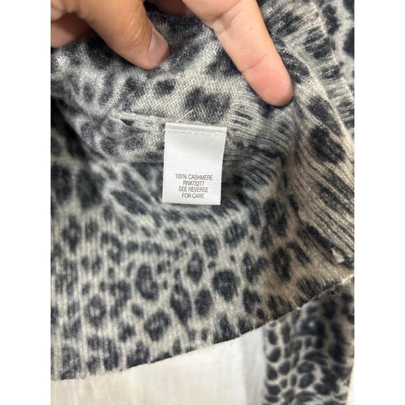 Apt 9 Cardigan Sweater Med Gray Animal Print 100% Cashmere Y2K Cheetah Leopard - Picture 7 of 10